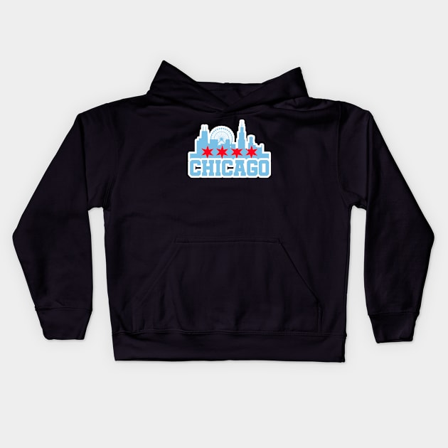 Chicago Skyline Flag Colors Kids Hoodie by AR DESIGN